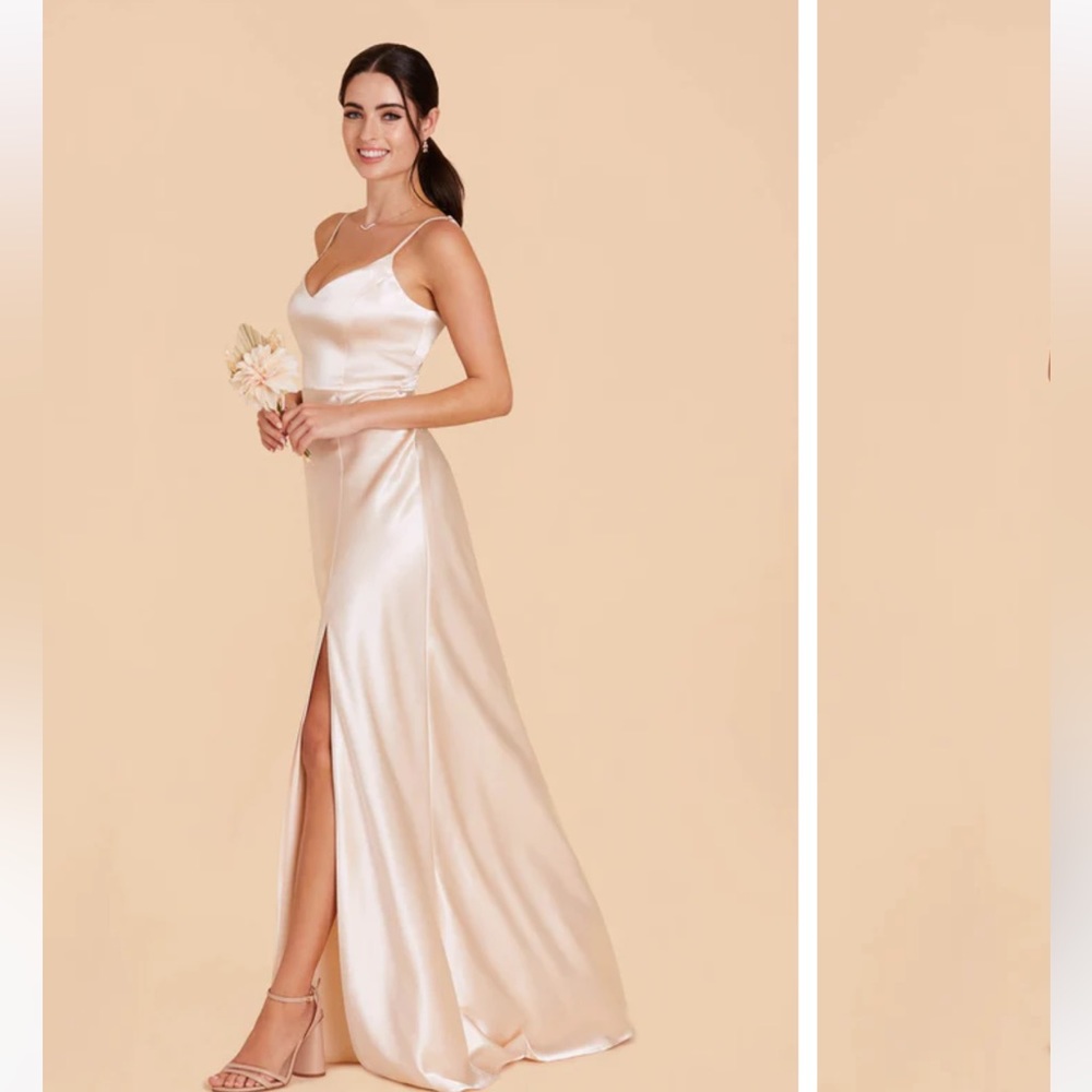 Worn once Birdy Grey Bridesmaid Jay Dress Shiny Satin Neutral Champagne